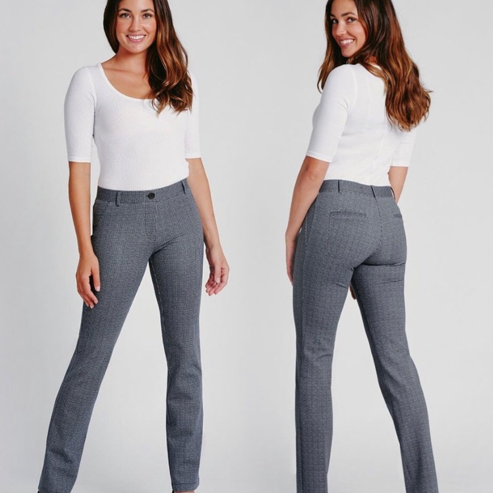 Betabrand gray/black houndstooth stretch pant